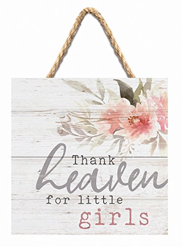 P. Graham Dunn Floral White 7 x 7 Wood Pallet Wall Hanging Sign, Thank Heaven For Little Girls