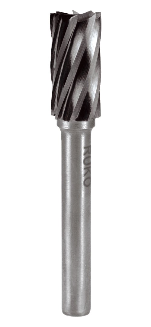 RUKO Tungsten Carbide Rotary Burr with Aluminium End Teething, A Cylinder (ZYAS) Shape, Bright Finish, 12.0 mm Diameter, 65 mm Length, R116018A