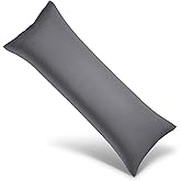 WishSmile Body Cooling Pillowcase Long Pillow Case Breathable Cool Silky Soft Rayon Derived from Bamboo Fabric, Hair and Skin Friendly, Dark Grey, 1 Pack, 20x54IN