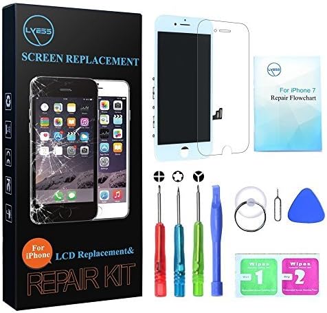 LYESS LCD Touch Screen Digitizer Replacement for iPhone 7 4.7 Inch -White with 3D Touch Frame Assembly, Repair Tools Kit and Instructions