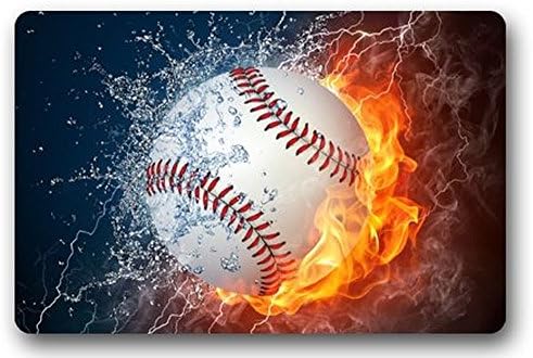 Homie Design Door Mats Custom Fashionable Design Baseball Fabric Machine-Washable Short Plush Doormat Indoor/Outdoor 23.6 x 15.7 Inches