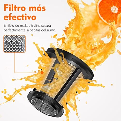 AMZCHEF Espremedor de pressão a frio - Extrator de sumos e vegetais - Espremedores para sumos com 2 tanques e escova - Máquina de espremedor lento de pressão a frio com função de mastigação inversa - Prata