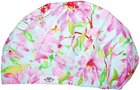 MedCap Bouffant Scrub Hat Cap with Sweatband (Pink Petal Pushers)