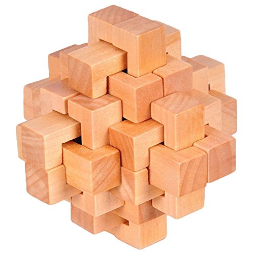 Ahyuan Handmade Wooden Puzzle 24 PCS Interlocking Brain Teasers Toy Intelligence Game Wisdom Logic Mind Challenge Brainteaser Scientific Training Burr Puzzles for Adults/Kids