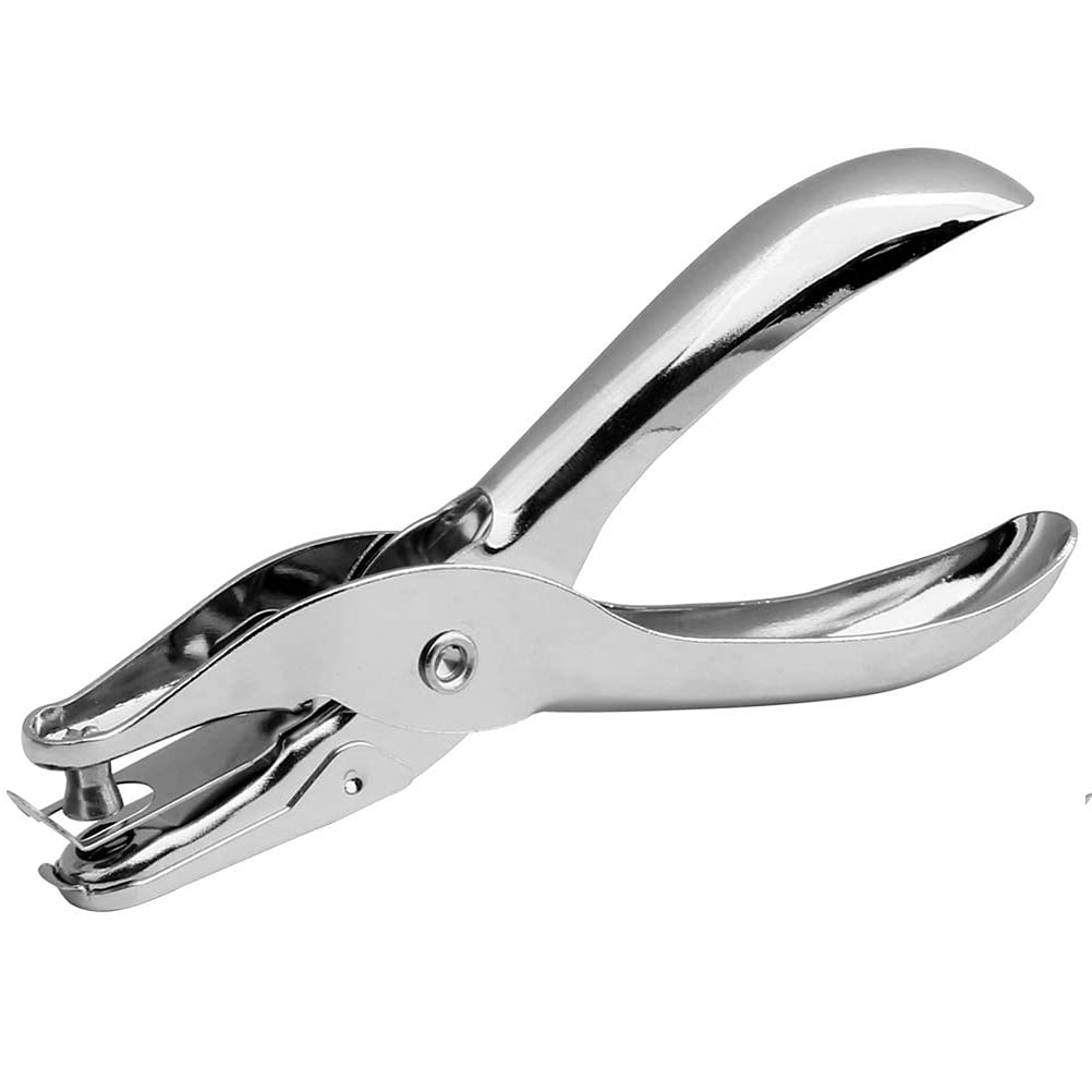 Jieddey Hole Punch,One Hole Pliers Metall Handheld 1 Hole Single Puncher Paper Stainless Steel Hole Puncher Tool for DIY Craft Office School and Home Silver