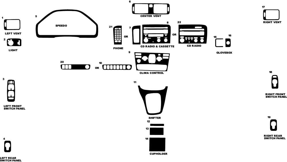 Rvinyl Rdash Dash Kit Decal Trim for Volvo S80 2004-2004 - Wood Grain (Zebrano Mahogany)