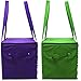 Earthwise Insulated Reusable Grocery Bag Shopping Box with Reinforced Bottom Panel and Zipper Top Lid with Extra Side Handles for Easy Lifting (Set of 2) (Green/Purple)