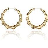 Bamboo Hoop Earrings Oversized Metal Gold Bamboo Earrings Hip Hop Chunky Silver Big Hoop Earrings Exaggerated Pride Outfits for Women