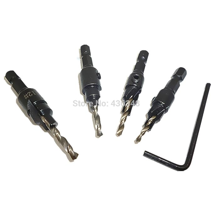 Generic 4pcs Wood Countersink Drill Bits Wood Drill Bit Quick Change 1/4" Hex Shank Industrial Hss Countersink Tool Bit Set Counter Sink