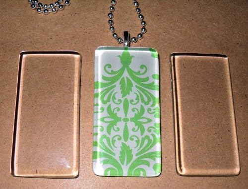 8 Ultra White Clear Glass Jewelry Pendant Making Tiles Rectangles 1 7/8inch X 7/8 Inch (8 Beads)