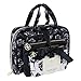 Adrienne Vittadini Cosmetic Bag Set: 3 Travel Makeup Toiletry Bags with Zippered Closure - Large Satchel & Medium & Small Square Cases - Black and White Floral