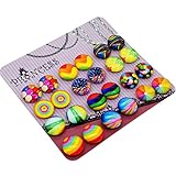 Colorful Glass Dome Magnetic Clip-on Earrings for Teen Girls Kids Women non-pierced Ears