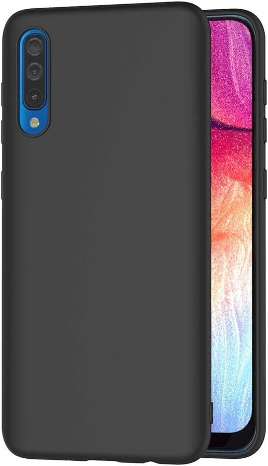 AICEK Case Compatible for Samsung Galaxy A50, Black Silicone Cover for Samsung Galaxy A50 Black Case (6.4 inch)