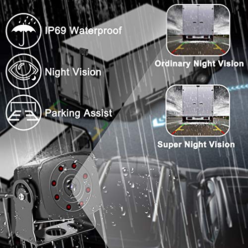 Upgrade Dash Cam Front and Rear,Homder 7'' Monitor Front Lens with G-Sensor/Loop Recording/Motion Detection,IP69 Night Vision Rear View Camera Reversing Backup Camera for Trucks,Bus,Van,RV,Trailer