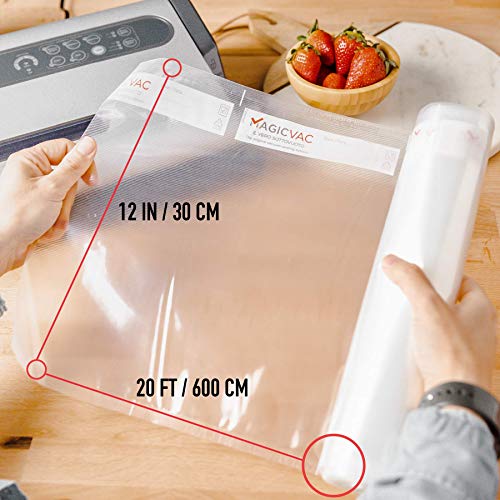 Magic Vac Vacuum Sealer Rolls 2 Roll Pack 12"x20' Length Thicker Heavy