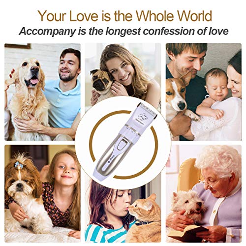 AONOKOY Dog Clippers Low Noise Dog Grooming Kit Rechargeable Cordless Electric Pet Shaver Professional Dog Hair Trimmer Set for Dogs Cats and Other Animals