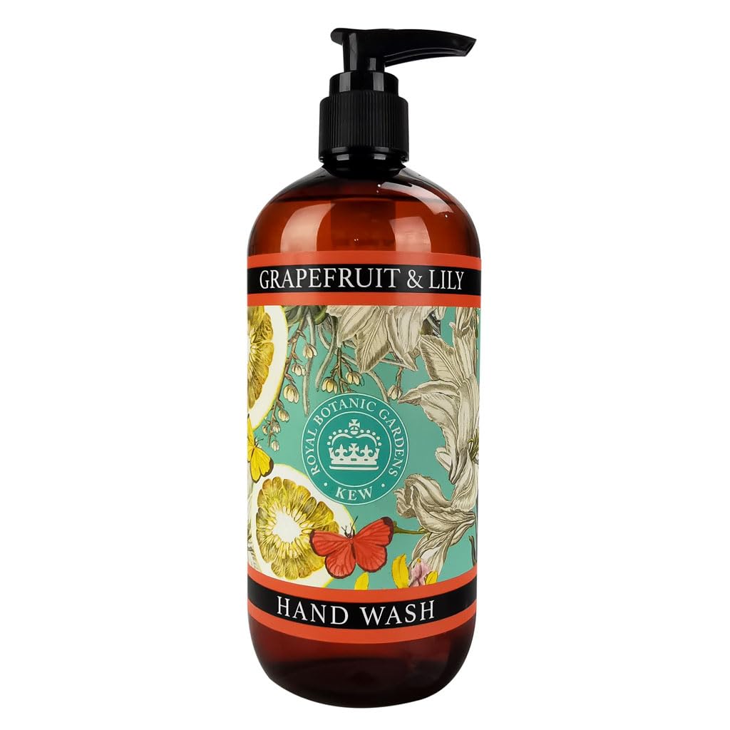 The English Soap Company Kew Gardens Hand Wash, Refreshing Botanical Wash with a Rich Lather, Enriched with Soothing Aloe Vera and Vitamin E, Grapefruit and Lily 500ml