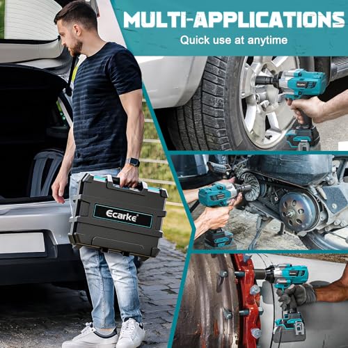 Ecarke 1400 Nm Impact Gun Battery (Set of Cups) Compatible with Makita 18V Batteries, Brushless 1/2 Inch 2800 RPM, Includes 6 Cups, for Car Tires (Tool Only)