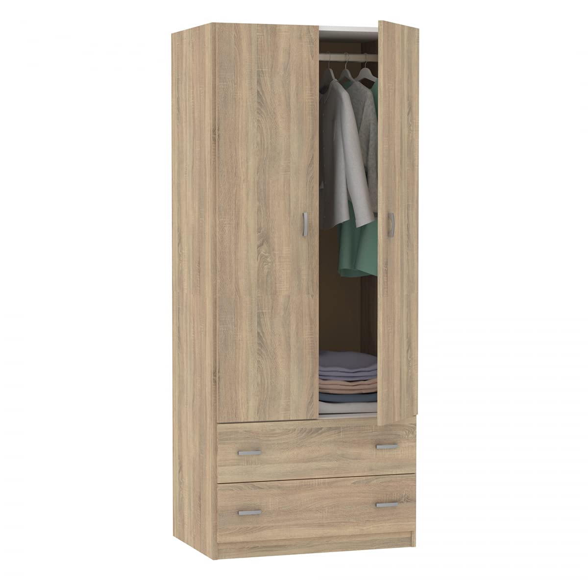 Armario-Ropero-2-Puertas-2-Cajones-Habitacion-Juvenil-Matrimonio-Auxiliar-Color-Cambrian-180x74x50