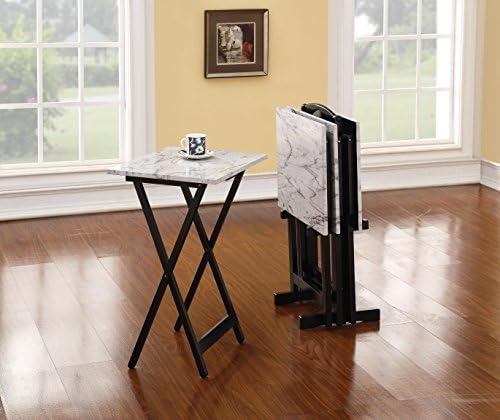 White Faux Marble Tray Set by FurnitureMaxx