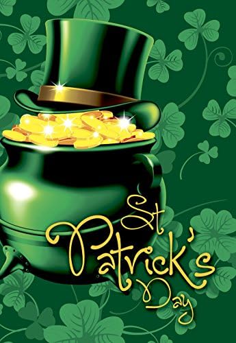 Morigins Pot of Gold Decorative St. Patrick's Day Double Sided House Flag 28"x40"