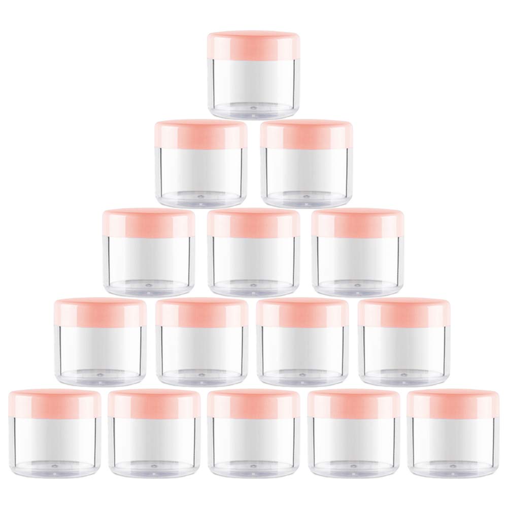 YUIP 30 Pieces Cosmetic Container, 20ml Plastic Travel Jars Round Clear Wide-mouth Leak Proof Plastic Container Jars with Lids for DIY Travel Makeup Creams Lotion Lip Balm Eye Cream (1 oz, Pink)