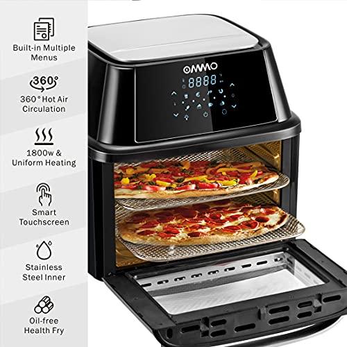 OMMO Air Fryer Oven, 17 Quarts 1800W Air Fryer Toaster Oven, 8 Presets
