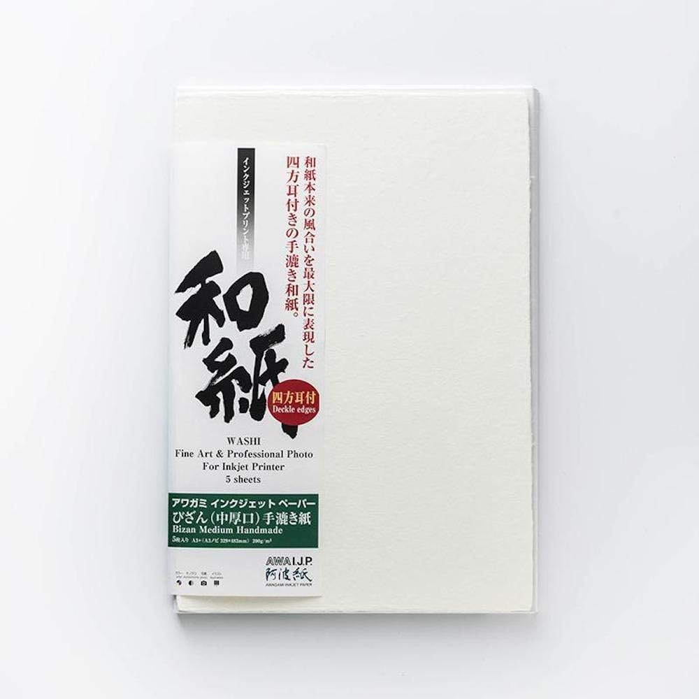 Awagami Bizan Natural Deckle Edge Fine Art Inkjet Paper, 200gsm A4 (8.27" x 11.69") 5 Sheets