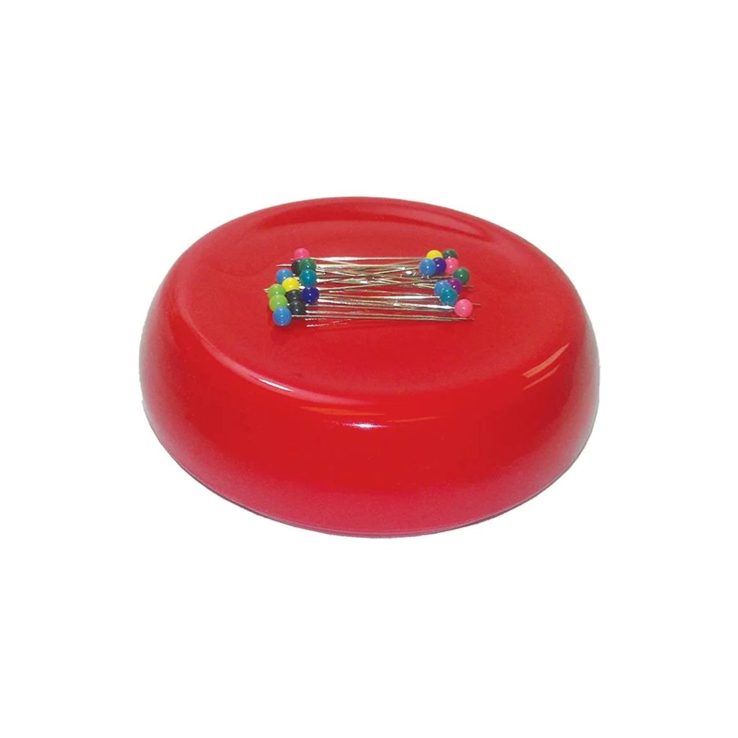 Grabbit Blue Feather Magnetic Pincushion W/50 Pins, Red, 4-1/4"