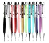 MengRan Bling Bling Metal Cute Slim Crystals Diamonds Rhinestones pen with Diamond on Top Retractable Ballpoint Pens