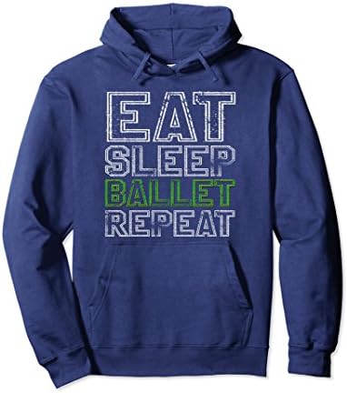 Unisex Eat Sleep Ballet Repeat Distressed Ballet Hoodie Small Navy