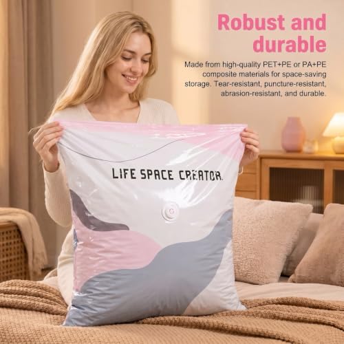 4 Packs No-Pump Vacuum Storage Bags, Cube Compression Space Saver Bags, 3D photo 12
