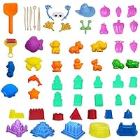 Zuzu Boom Play Sand Molds and Tools Kit (58 Pcs) , Includes : Animal, Castle, Fruit, Tools, Storage Box and More - Works With All Other Play Sand Brands (Sand Not Included)