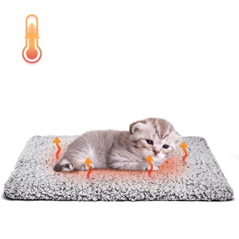 Self Heating Thermal Pet Pads Cats Self Warming Blanket Safe Puppy Cushion Bed Warming Cat Cushion Mattress Soft Safe Dogs Mat Blanket Electric-Free Thermal Pet Cushion for Indoor Outdoor Pets