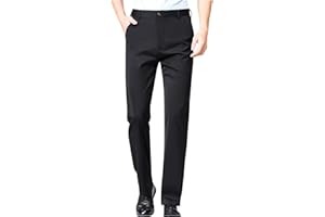 Work Pants Men Stretchy Slim Fit Cotton Trousers with Pockets Tapered Leg Comfortable Suit Pant for Business Office