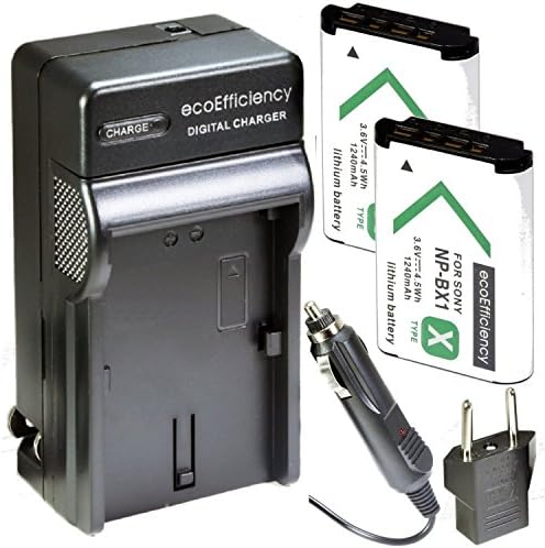 ecoEfficiency 2-Pack of NP-BX1 NP-BX1/M8 Batteries and Charger for Select Sony CyberShot Digital Cameras
