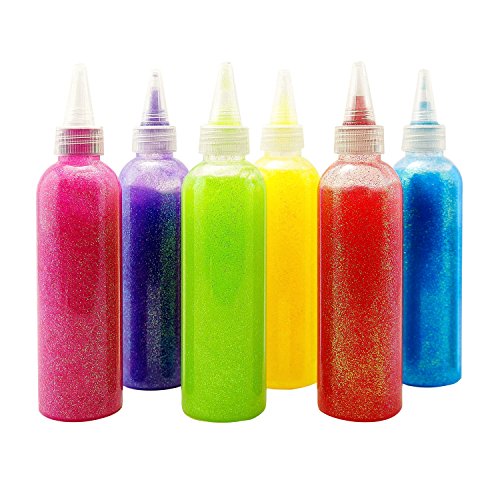 NEW: Glitter Glue Art Slime Kit [ALL SLIME INGREDIENTS INCLUDED] Red Yellow Green Purple Pink Blue Colors - Clear School Glue - Gift For Girls and Boys Ages: 3 4 5 6 7 8 9 10 11 12 [100% Washable]