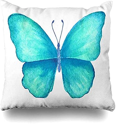 Lihaky Funda De Almohada Cuadrada Turquesa Verano Mariposa Acuarela Dibujo Romantico Animales Felices Alegria Pintura Resplandor Fauna Funda De Almohada Amazon Es Hogar