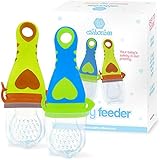 2-in-1 Heart Feeder and Teether Set for Boys | 2 Pack Fresh Food-Fruit Silicone Toy Set for Feeding &amp; Teething