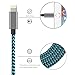 iPhone Charger Youer - 3Pcs 6FT iPhone Lightning Cable Nylon Braided 8pin to USB Charging Cord for Apple iPhone 7/7 plus/6/6s/se/5s/5c/5,iPad Air,Mini/iPod (Green & Black)