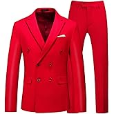 UNINUKOO Mens Suits 2 Piece Double Breasted Tuxedo Suit Slim Fit Wedding Party Dress Formal Suits for Men