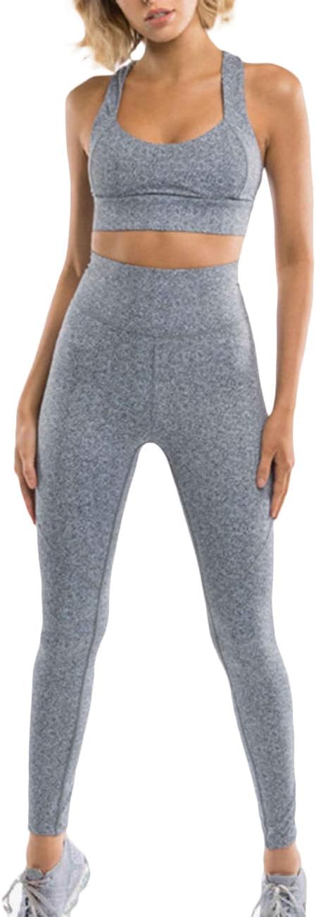Sexyshine Women 2 Pieces Tracksuit Sports Bra and Legging Pants Yoga Set Outfits