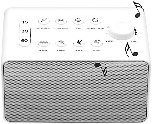 White Noise Machine, Sleep Sound Machine with 8 Soothing Nature Sounds, Plug in or Battery Powered, Portable Sleep Sound Therapy with Auto-Off Timer for Home, Office or Travel