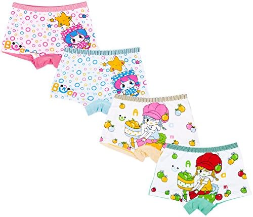 Antion Girl's 3-7T Modal 2 Cartoon Boyshorts Underwear(Pack Of 4) Size Medium