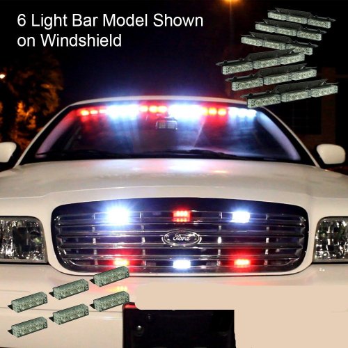 18 x Ultra Bright Blue and Red LED Emergency Warning Use Flashing Strobe Lights Bar For Windshield Dash Grille