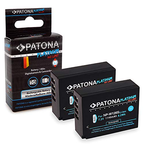 2X PATONA Batterie Platinum NP-W126S 1140mAh pour Fujifilm FinePix X-T20 | X-H1 qualité sûre et certifiée