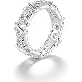 TOPROO Gold Rings for Women, 925 Sterling Silver Hypoallergenic Cubic Zirconia Rings Unique Retro Band Ring Statement Rings for Women Anniversary Engagement