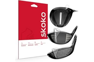 skoko Universal Golf Club Head Protective Film Kit (30pcs in 1pack) - Clear Stickers for Driver/Wood Crown, Face, and Sole