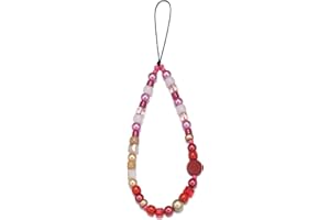 S.J JEWELRY Beaded Phone Charm Colorful Phone Lanyard Crystal Pearl Phone Strap Handmade Phone Wristlet Cell Phone Accessories