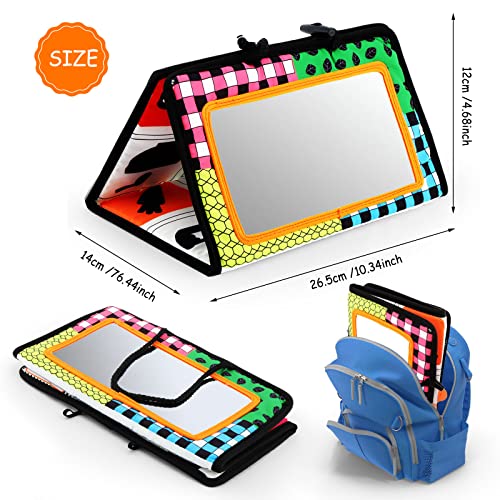 Baby Tummy Time Floor Mirror Toys, Black and White High Contrast Baby